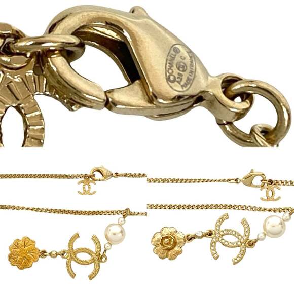 Chanel Cc Logo Flower Pendant Necklace #222168C13B - Picture 2 of 4